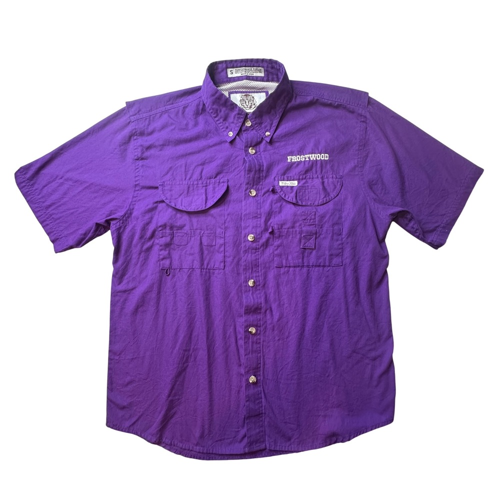 Tiger Hill Fishing Shirt Mens S Purple Performance Poplin Frostwood Short Sleeve